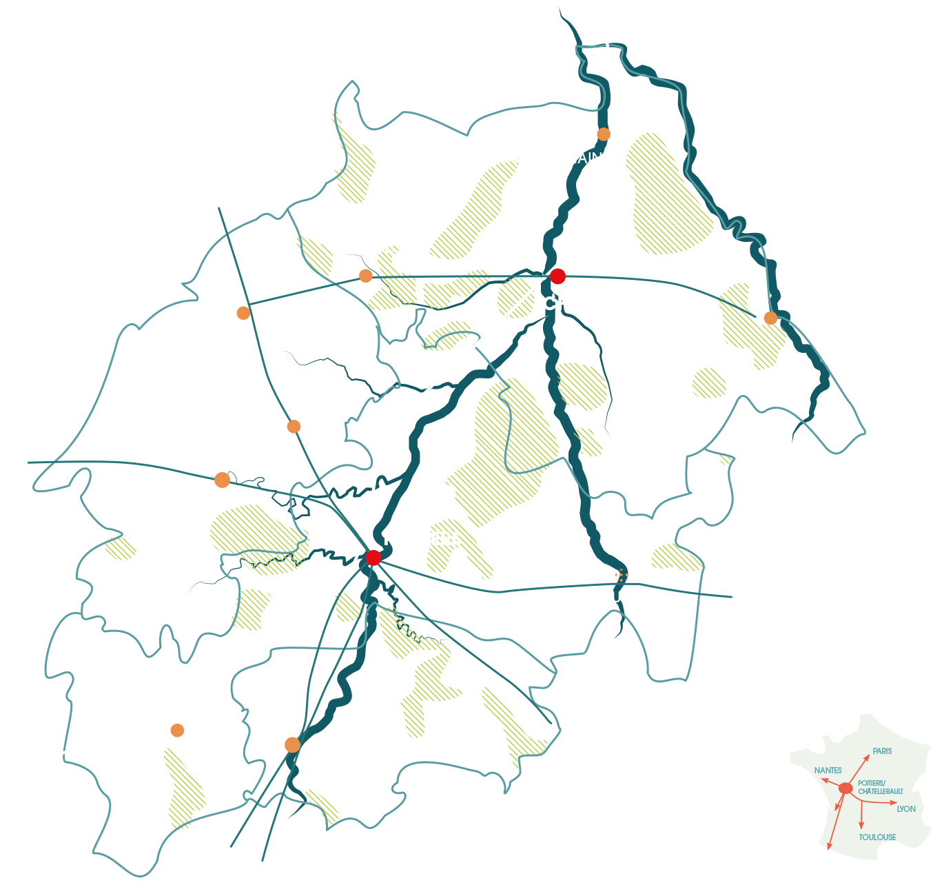 Carte du territoire du Seuil du Poitou détaillée